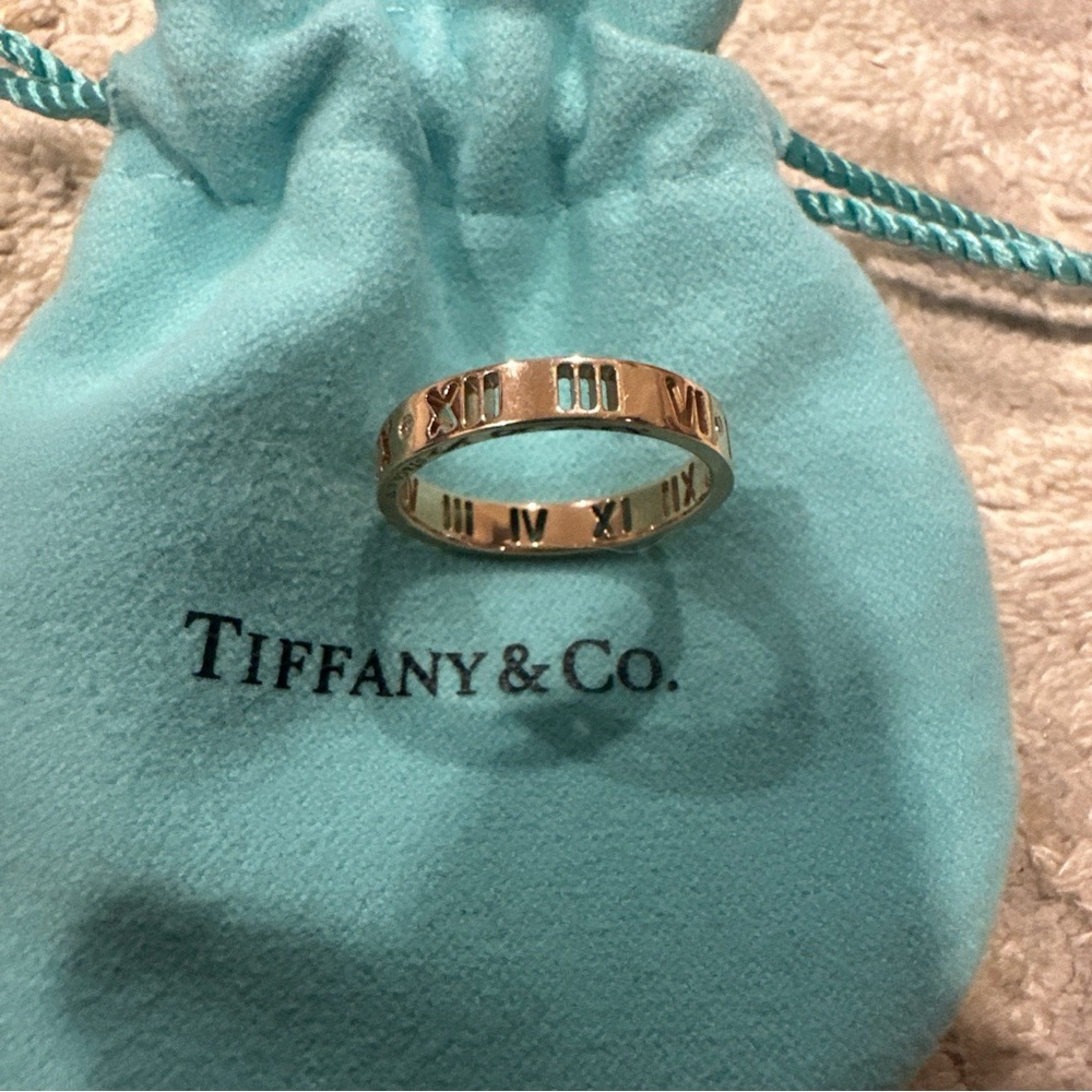 TIFFANY & CO. 18K Rose GOLD ATLAS PIERCED ROUND DIAMOND RING SIZE 6.5 Women’s